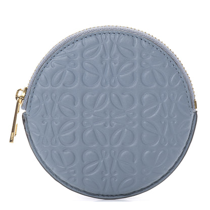 Loewe Calfskin Embossed Anagram Cookie Zip Coin Purse Stone Blue 1 of 7