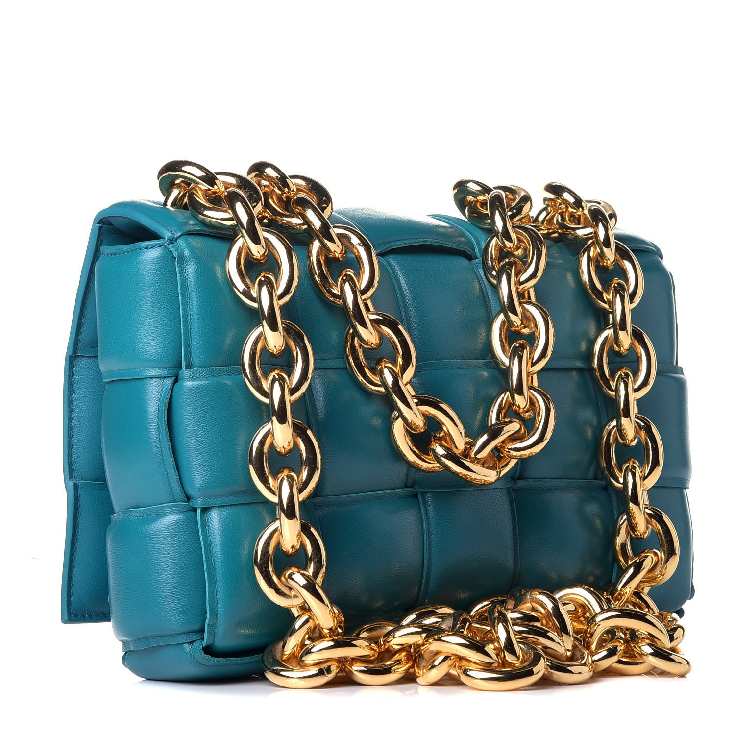 Bottega Veneta Lambskin Maxi Intreccio Padded Chain Cassette Crossbody Bag Mallard 4 of 9