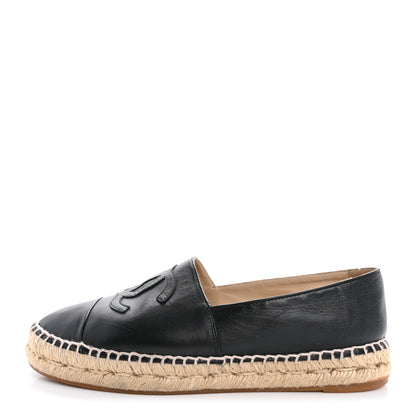 Chanel Lambskin CC Espadrilles 38 Black 1 of 14