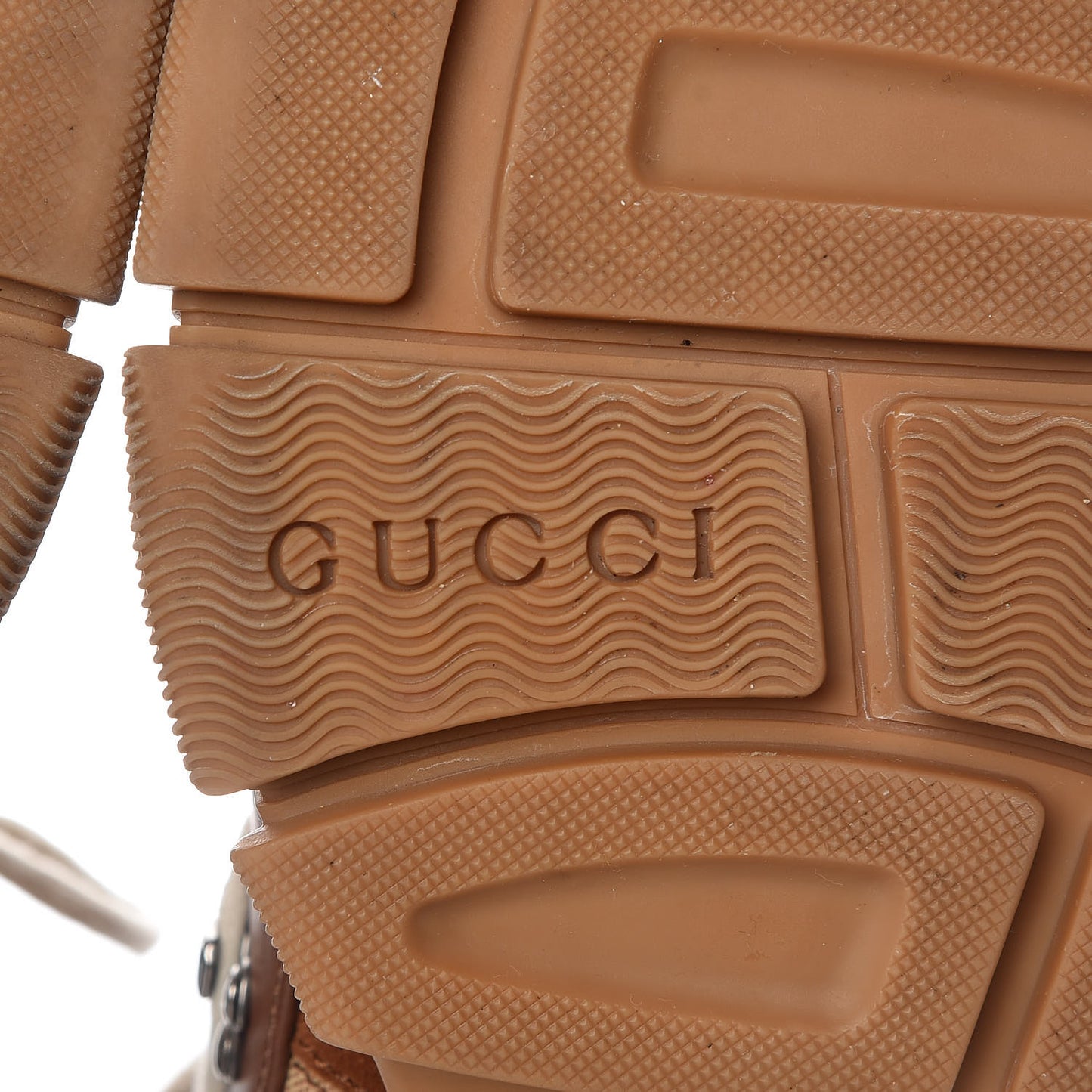 X SEGA Suede Calfskin GG Monogram Mens Flashtrek High-Top Sneakers 8 New Cuir Beige Ruggine