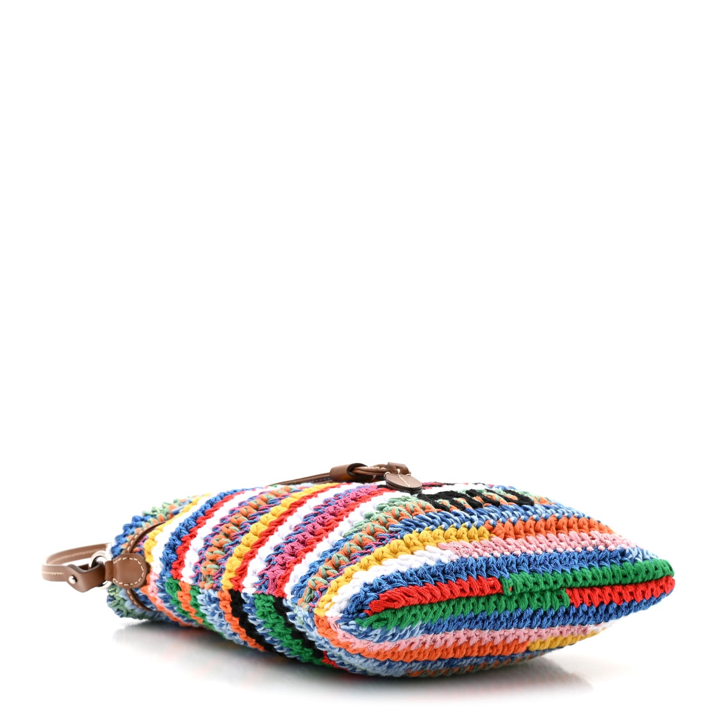 Fabric Crochet Drawstring Pouch Multicolor