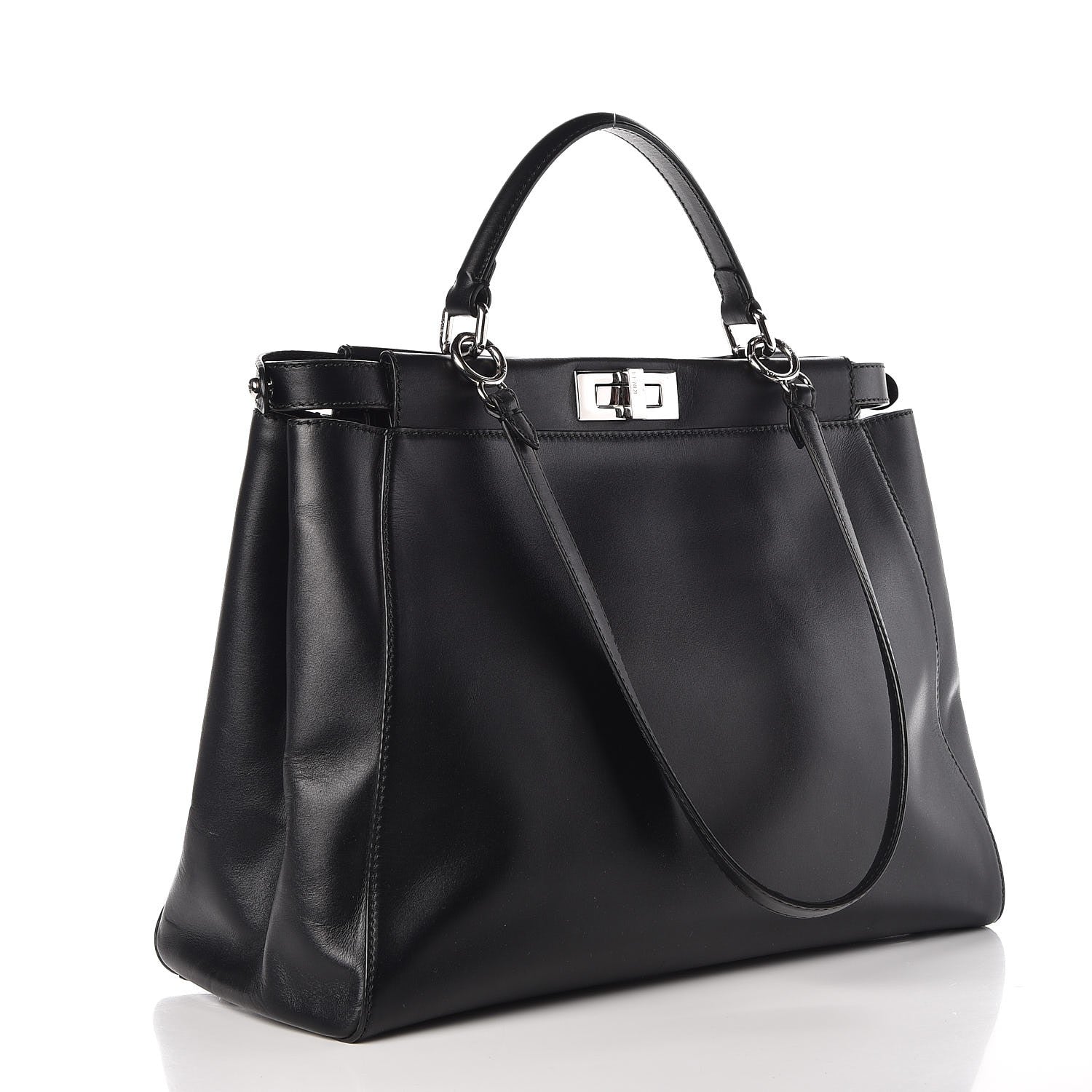 Fendi Vitello Morgan Python Crocodile Monster Eyes Large Peekaboo Iconic Satchel Black Girasole 4 of 9