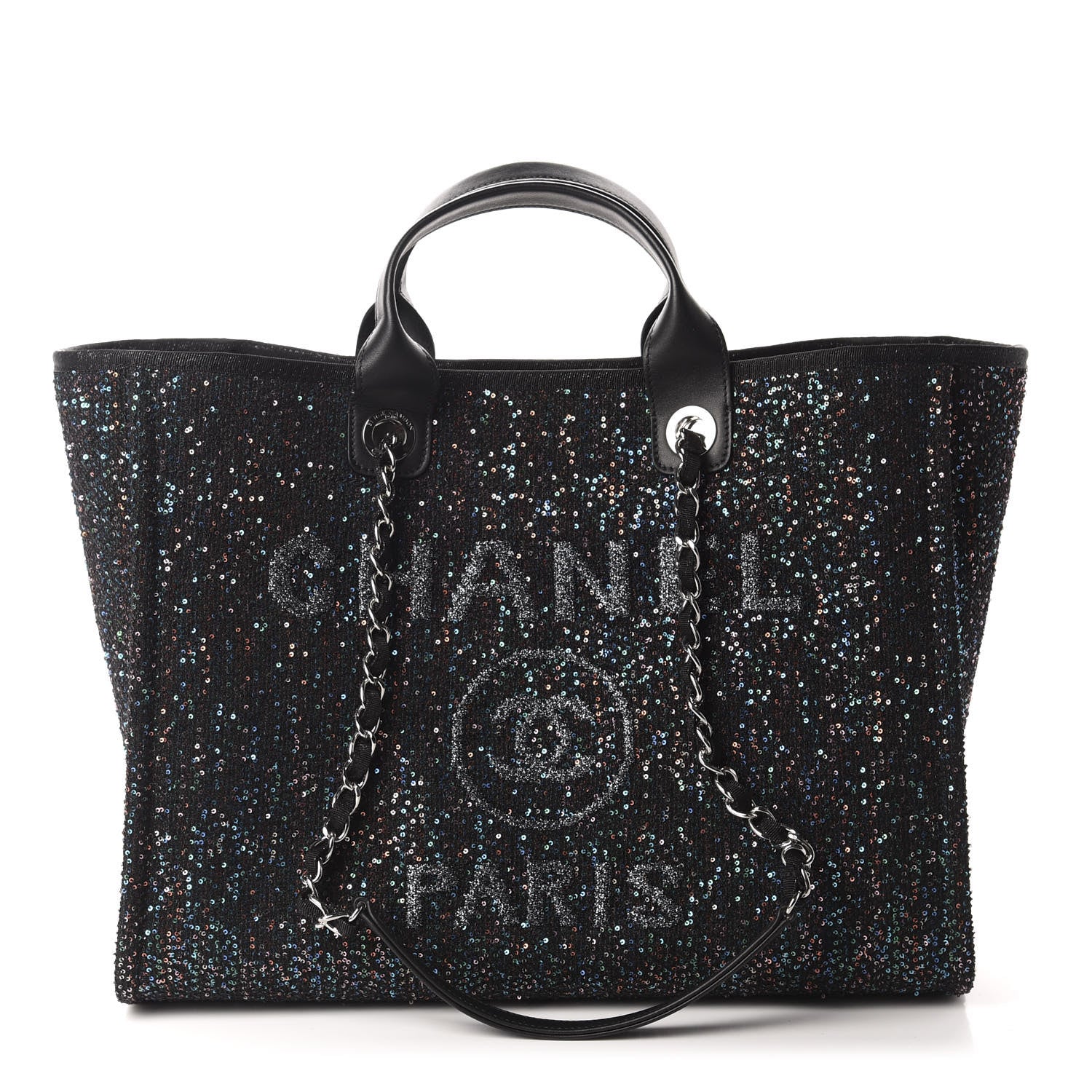 Chanel Calfskin Sequin Medium Deauville Tote Black 1 of 10
