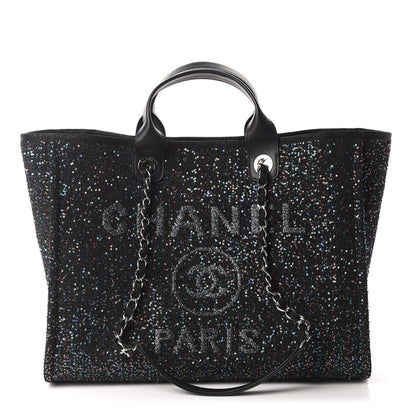 Chanel Calfskin Sequin Medium Deauville Tote Black 1 of 10