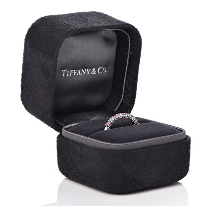 Tiffany Platinum Diamond Pink Sapphire 2.2mm Embrace Half Circle Ring 53 6.5 7 of 7