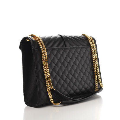 Saint Laurent Grain De Poudre Textured Mixed Matelasse Large Triquilt Monogram Satchel Black 3 of 10