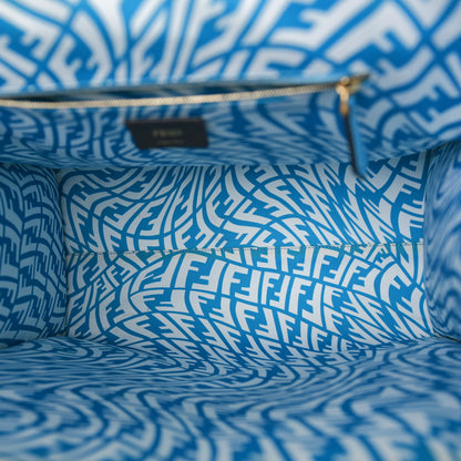 Fendi X SARAH COLEMAN Glazed Canvas Vitello King FF Vertigo Shopping Tote Bag Cyber Blue White 5 of 12