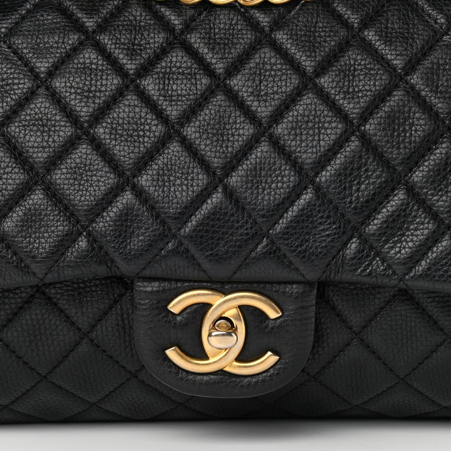 Calfskin Quilted XXL Travel Flap Bag Black