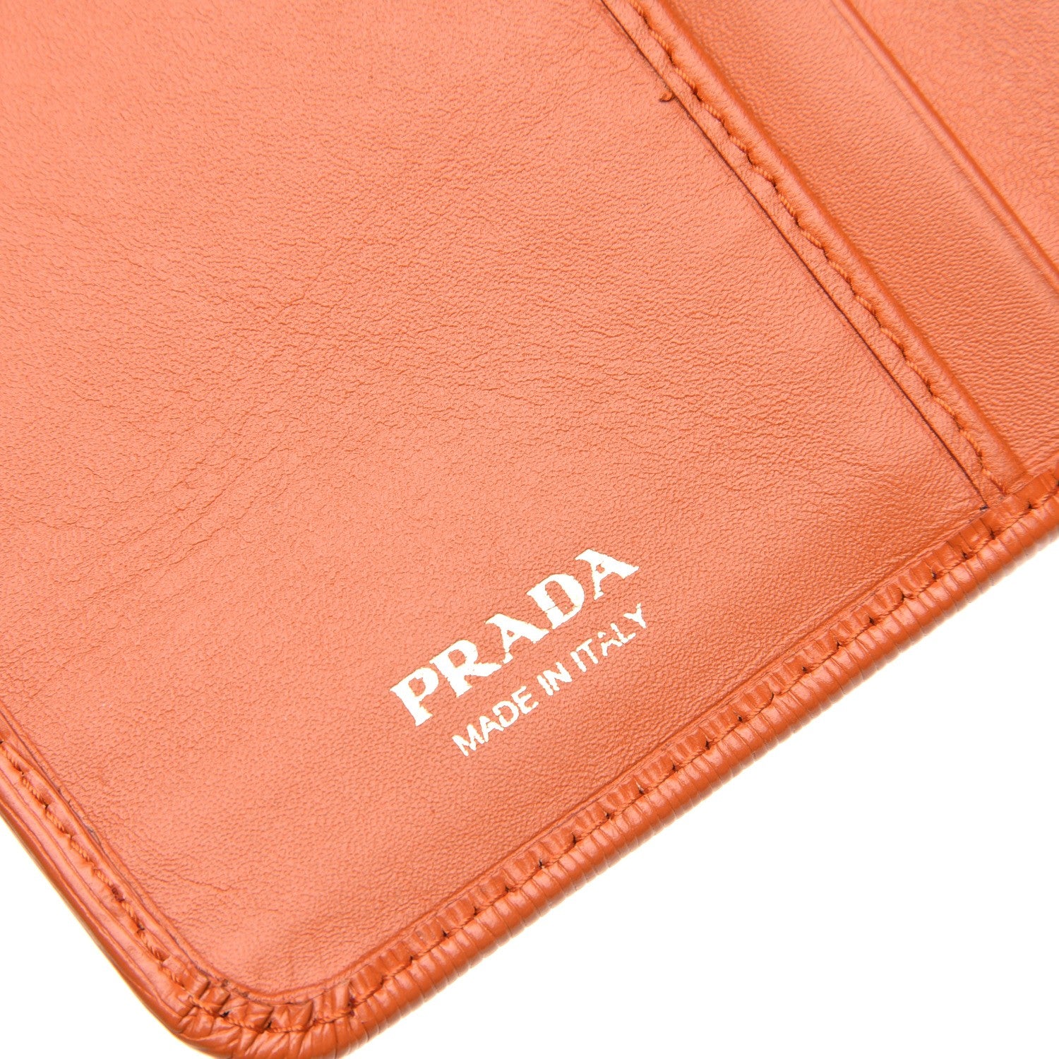 Prada Vitello Move Metal Compact Wallet Papaya 6 of 8