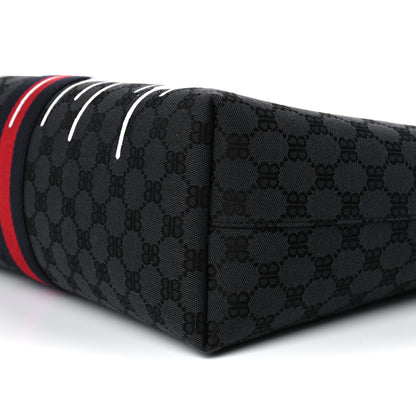 Gucci X BALENCIAGA BB Monogram Web Graffiti Medium Ophidia Shopping Tote Black 9 of 11
