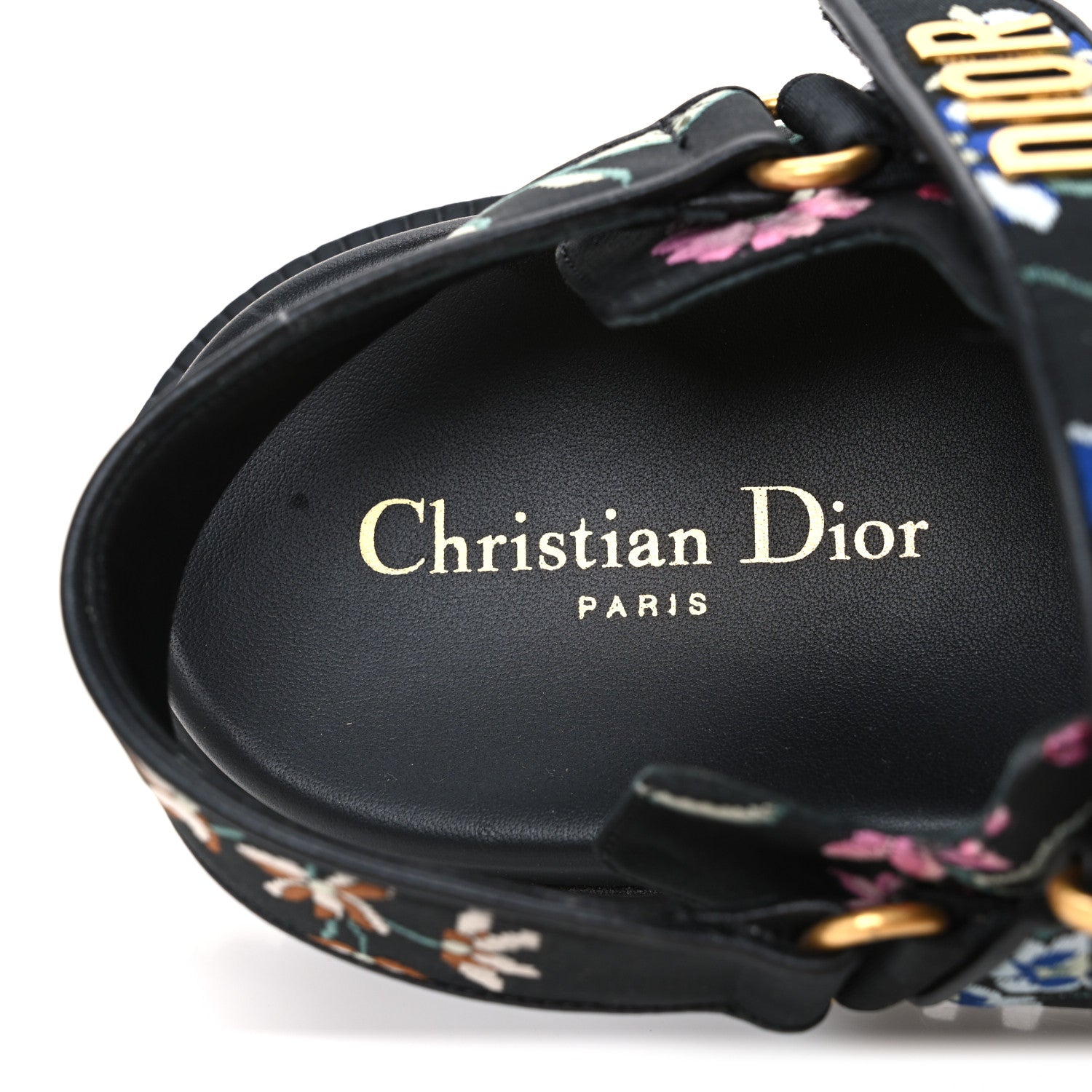 Christian Dior Technical Fabric Petites Fleurs Print Dioract Sandals 39.5 Black Multicolor 10 of 11