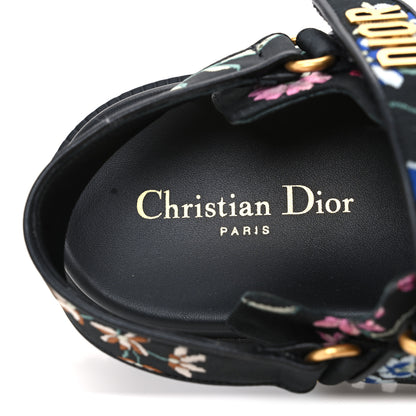 Christian Dior Technical Fabric Petites Fleurs Print Dioract Sandals 39.5 Black Multicolor 10 of 11