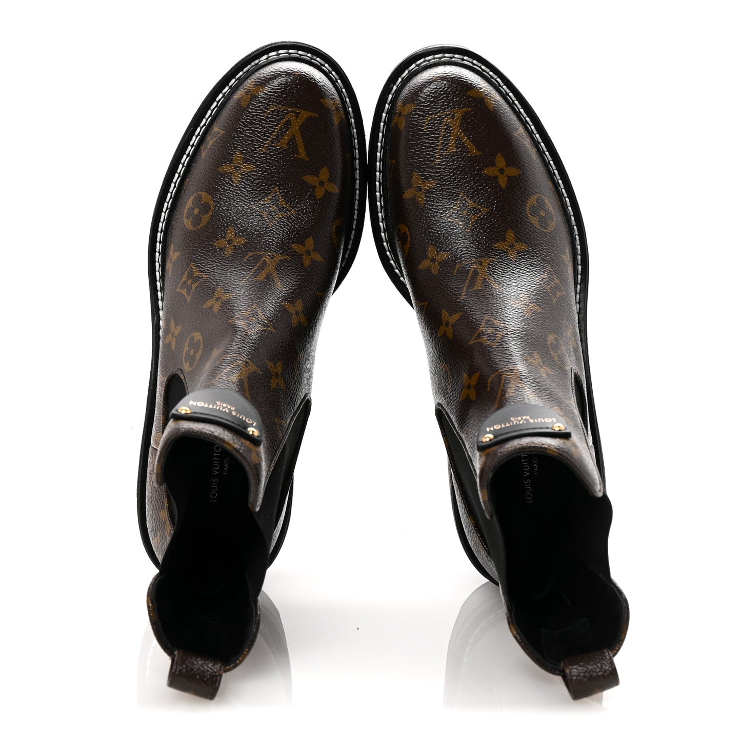 Patent Monogram LV Beaubourg Ankle Boots 40 Black
