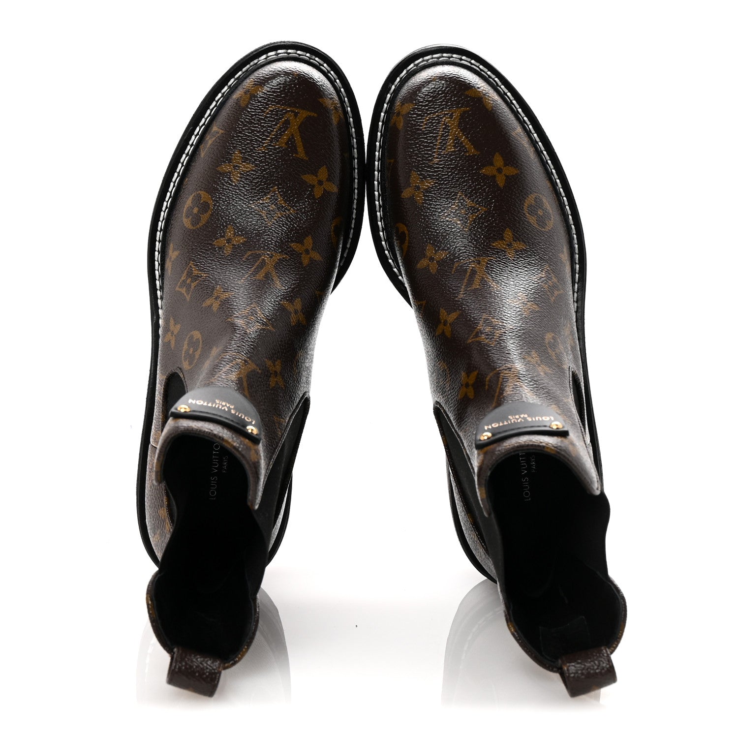Louis Vuitton Patent Monogram LV Beaubourg Ankle Boots 40 Black 2 of 10
