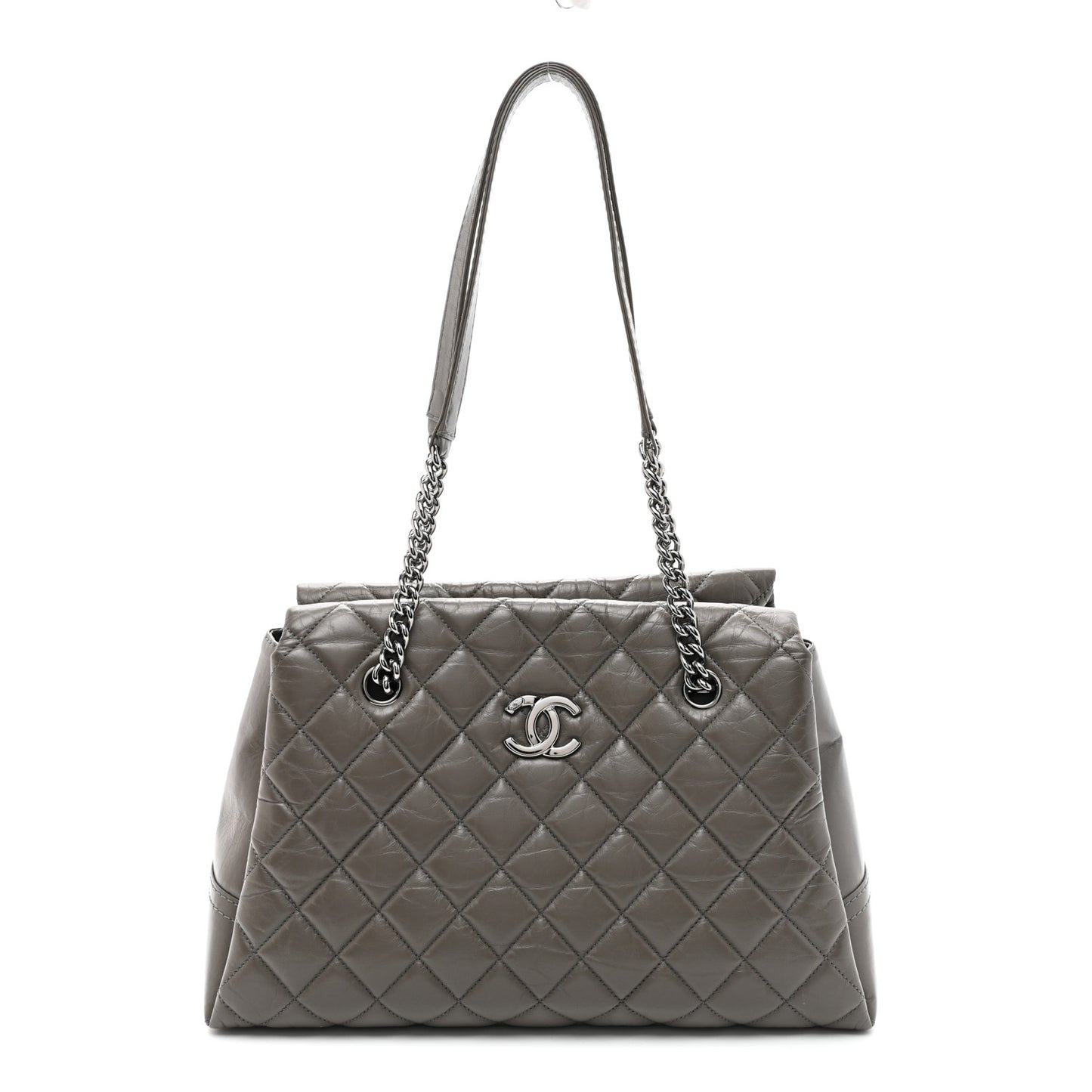 Aged Calfskin Lady Pearly Tote Grey