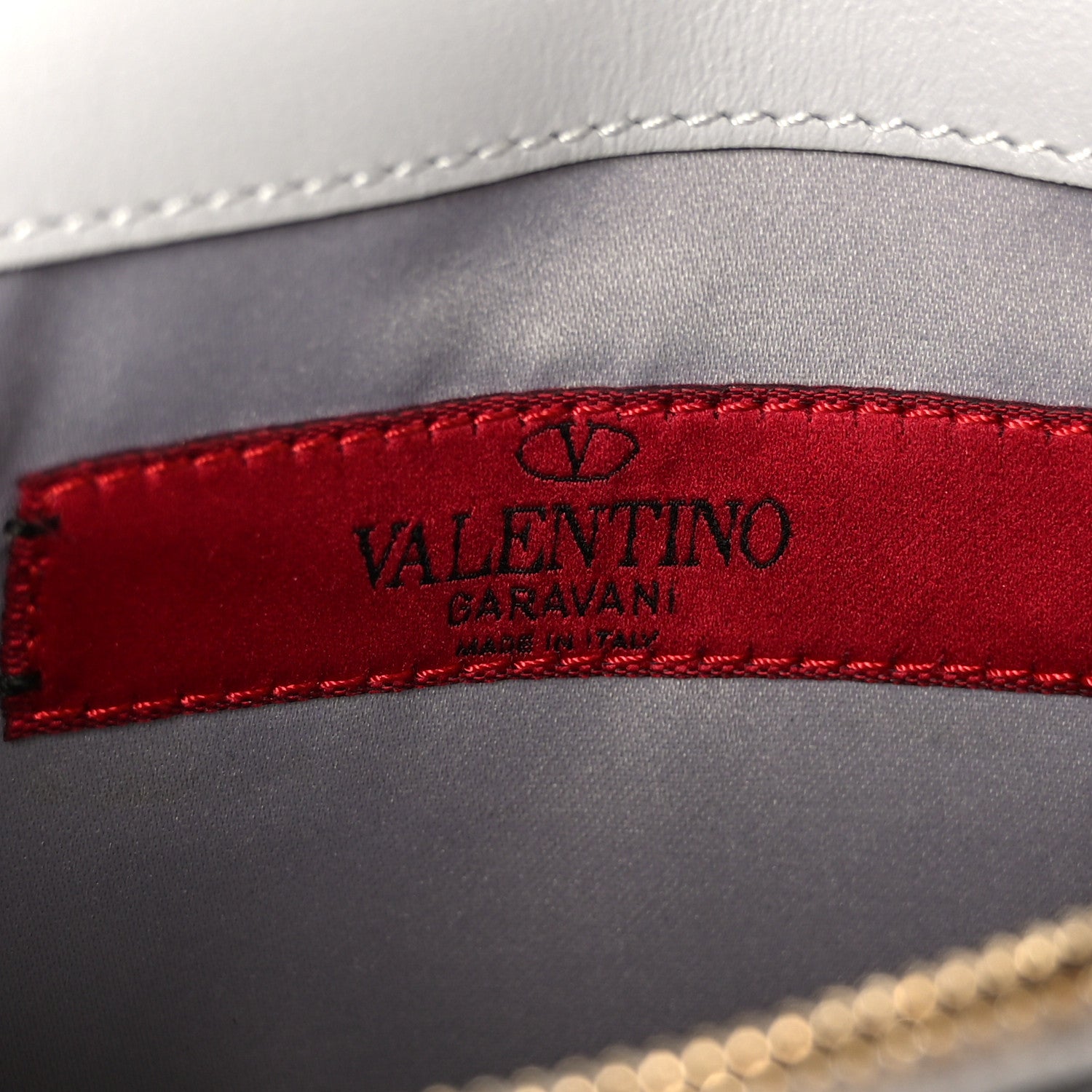 Valentino Garavani Calfskin Rockstud Wallet On Chain Pastel Grey 6 of 11