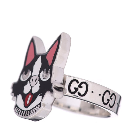 Gucci Sterling Silver Enamel Bosco Ring 54 6.75 3 of 5