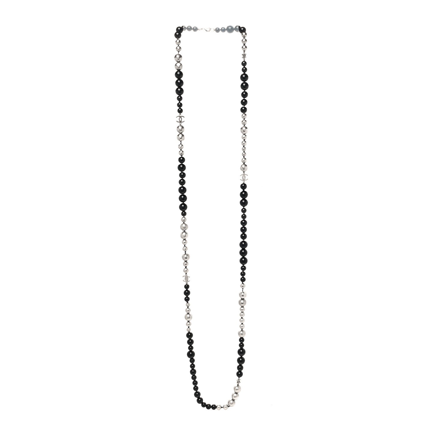 Chanel Ruthenium Beaded CC Long Necklace Black 3 of 5