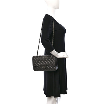 Chanel Caviar Quilted Medium Double Flap Dark Grey 2 of 16
