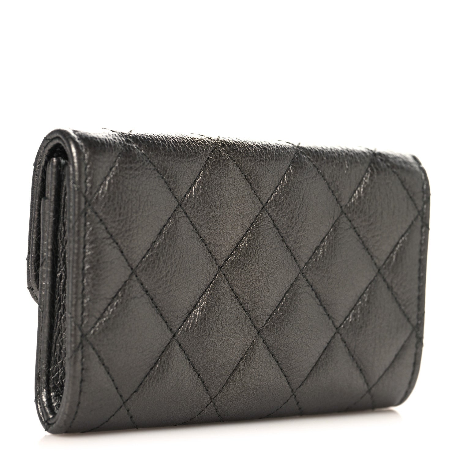 Chanel Metallic Calfskin Quilted Reissue Flap Card Holder Charcoal 3 of 8