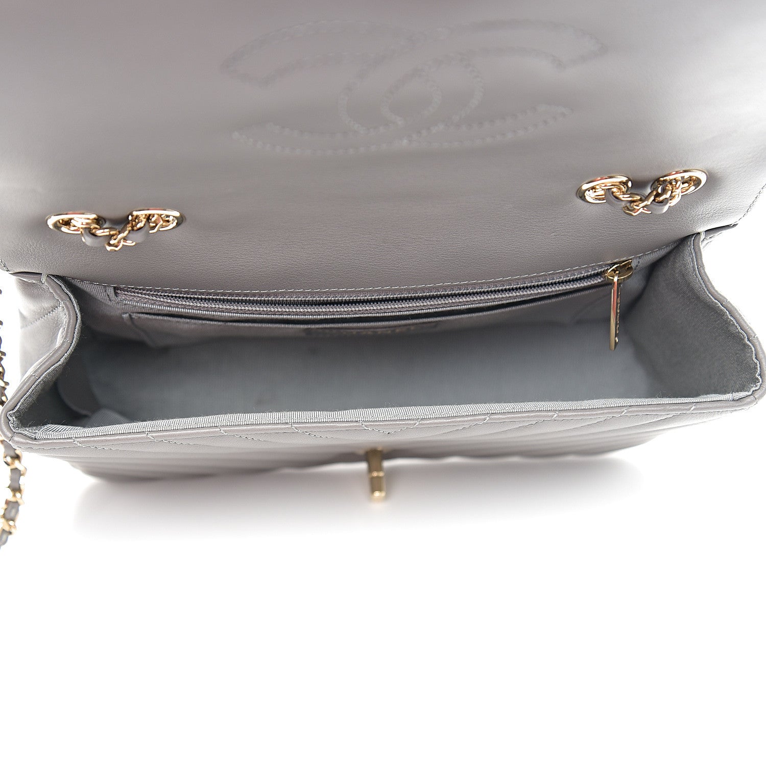 Chanel Calfskin Chevron Quilted Small Statement Flap Grey 4 of 10