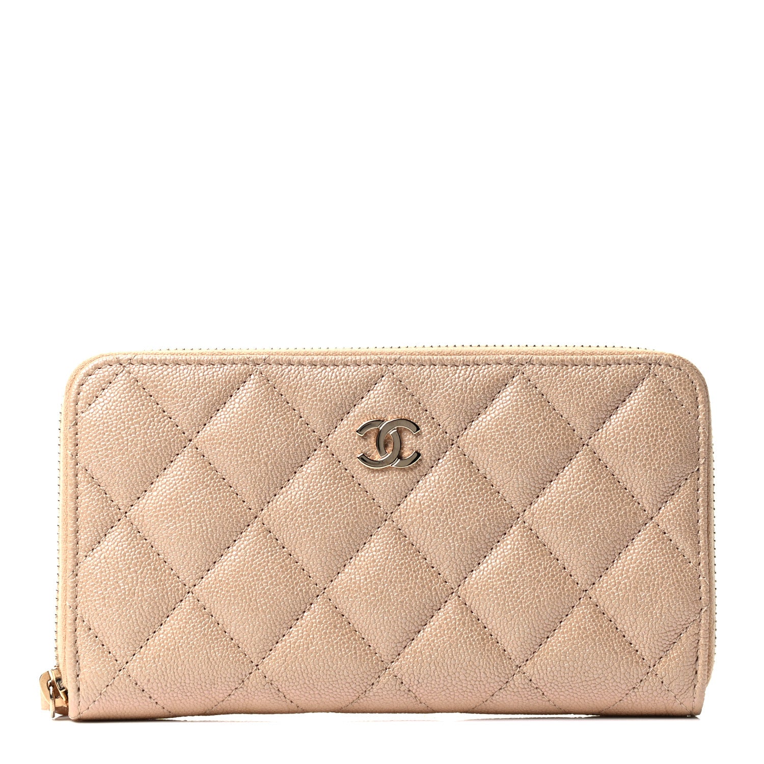Chanel Iridescent Caviar Quilted Medium Zip Around Wallet Beige 1 of 4