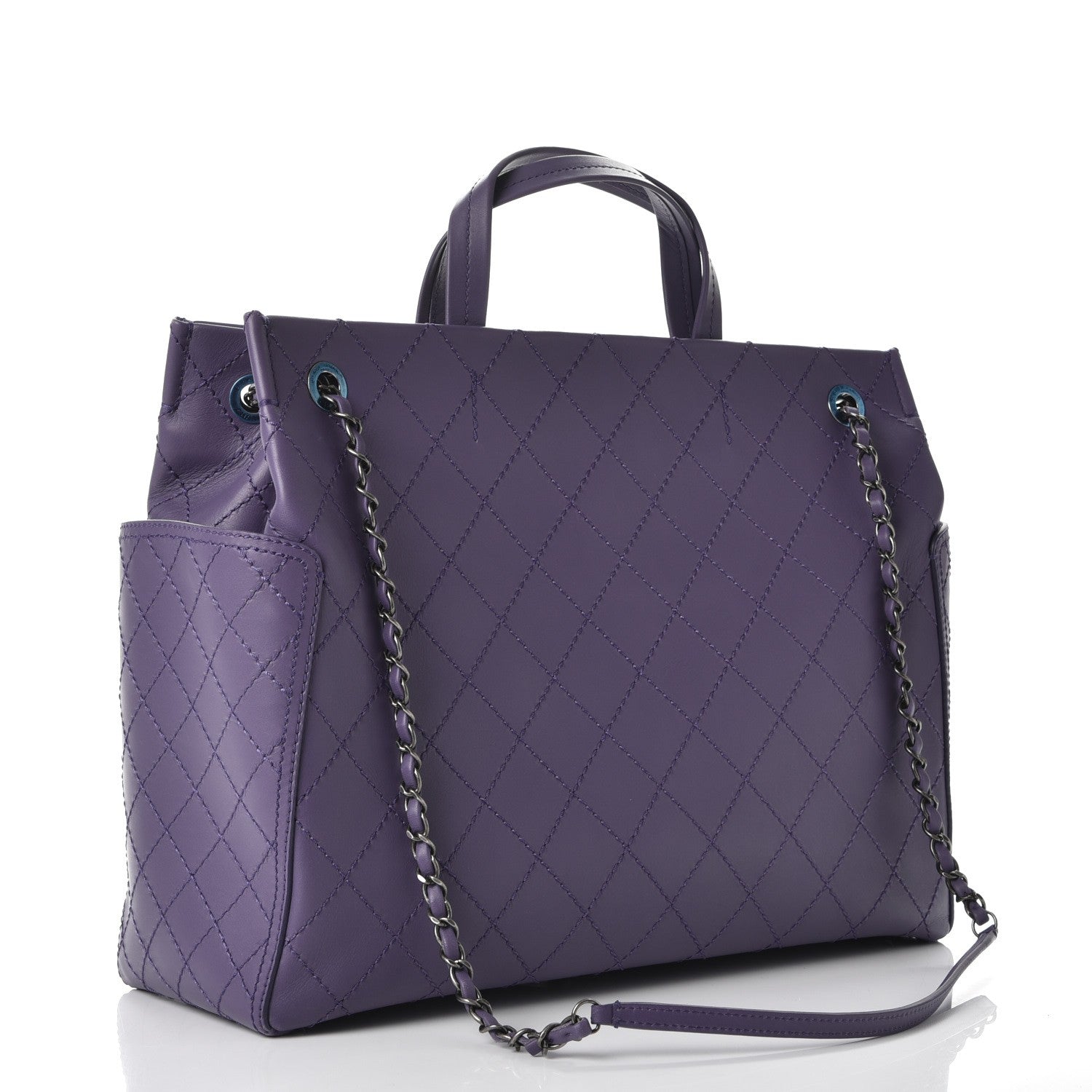 Chanel Calfskin CC Pocket Tote Purple 4 of 9