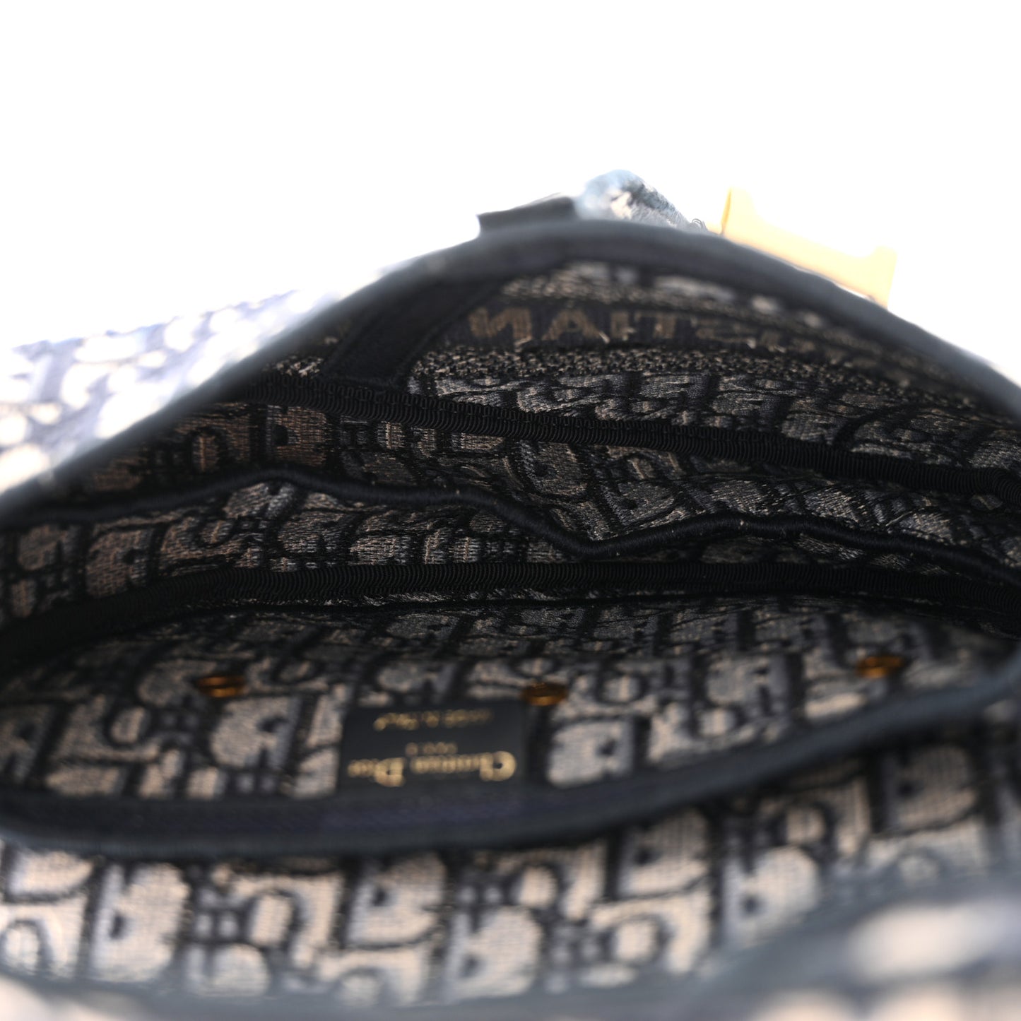 Oblique Embroidered Saddle Bag Blue