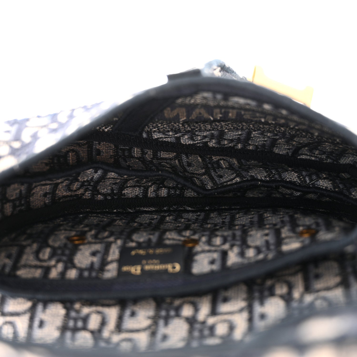 Christian Dior Oblique Embroidered Saddle Bag Blue 5 of 11