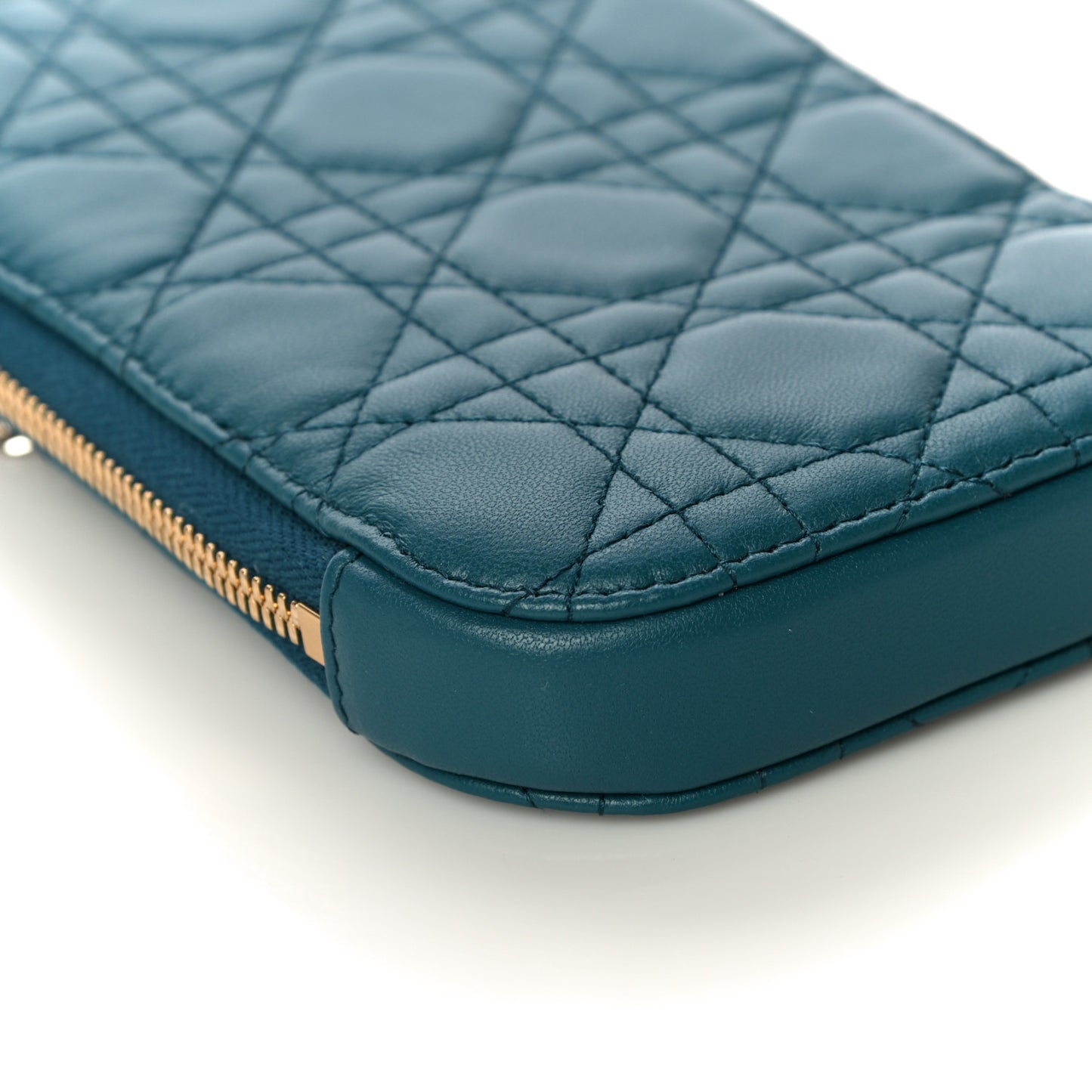 Lambskin Cannage Lady Dior Phone Holder Blue