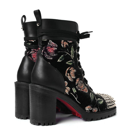 Christian Louboutin Velvet Ingrassato Spike TS Croc 70 Boots 38 Black Multi 3 of 4