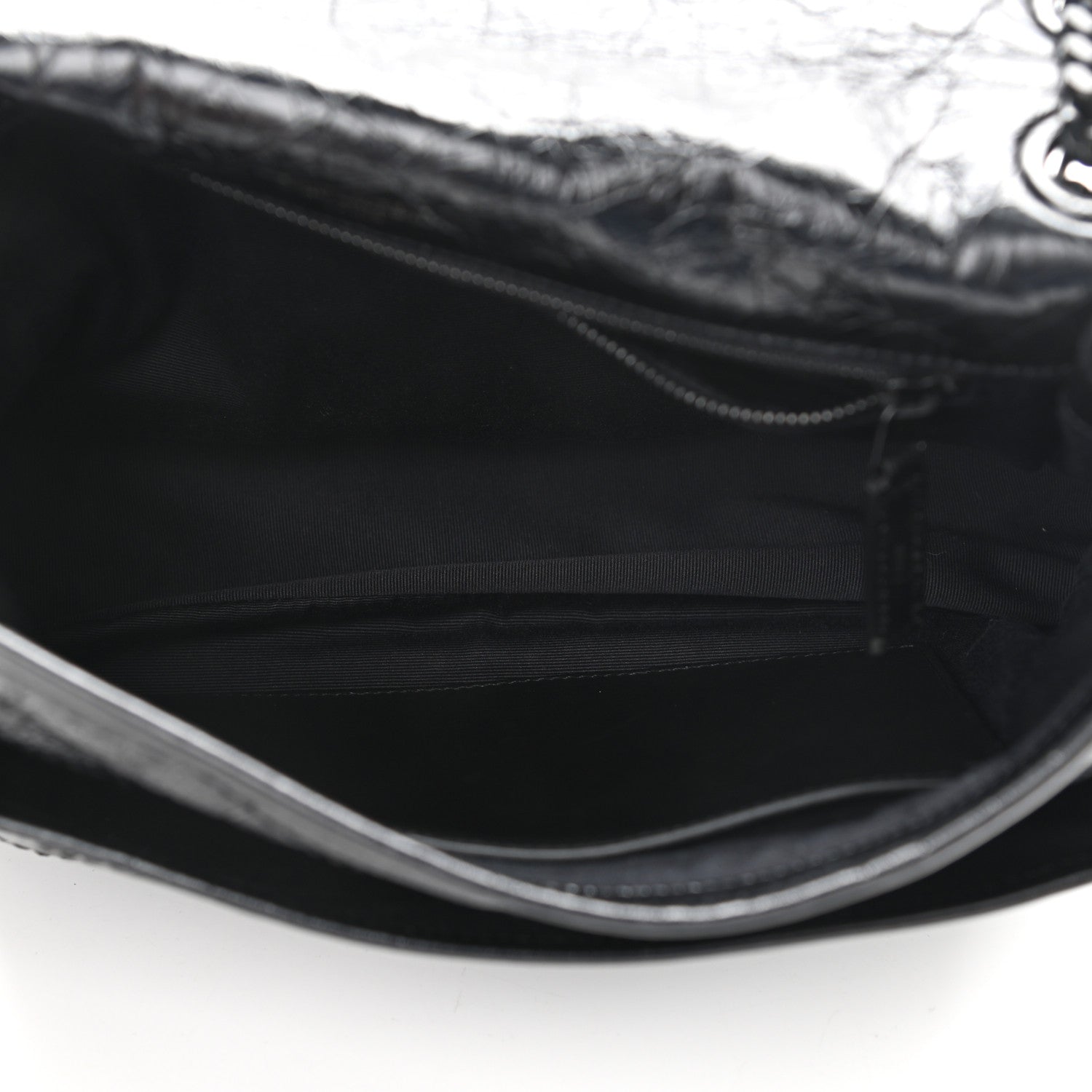 Saint Laurent Crinkled Calfskin Matelasse Monogram Medium Niki Chain Satchel Black 5 of 10