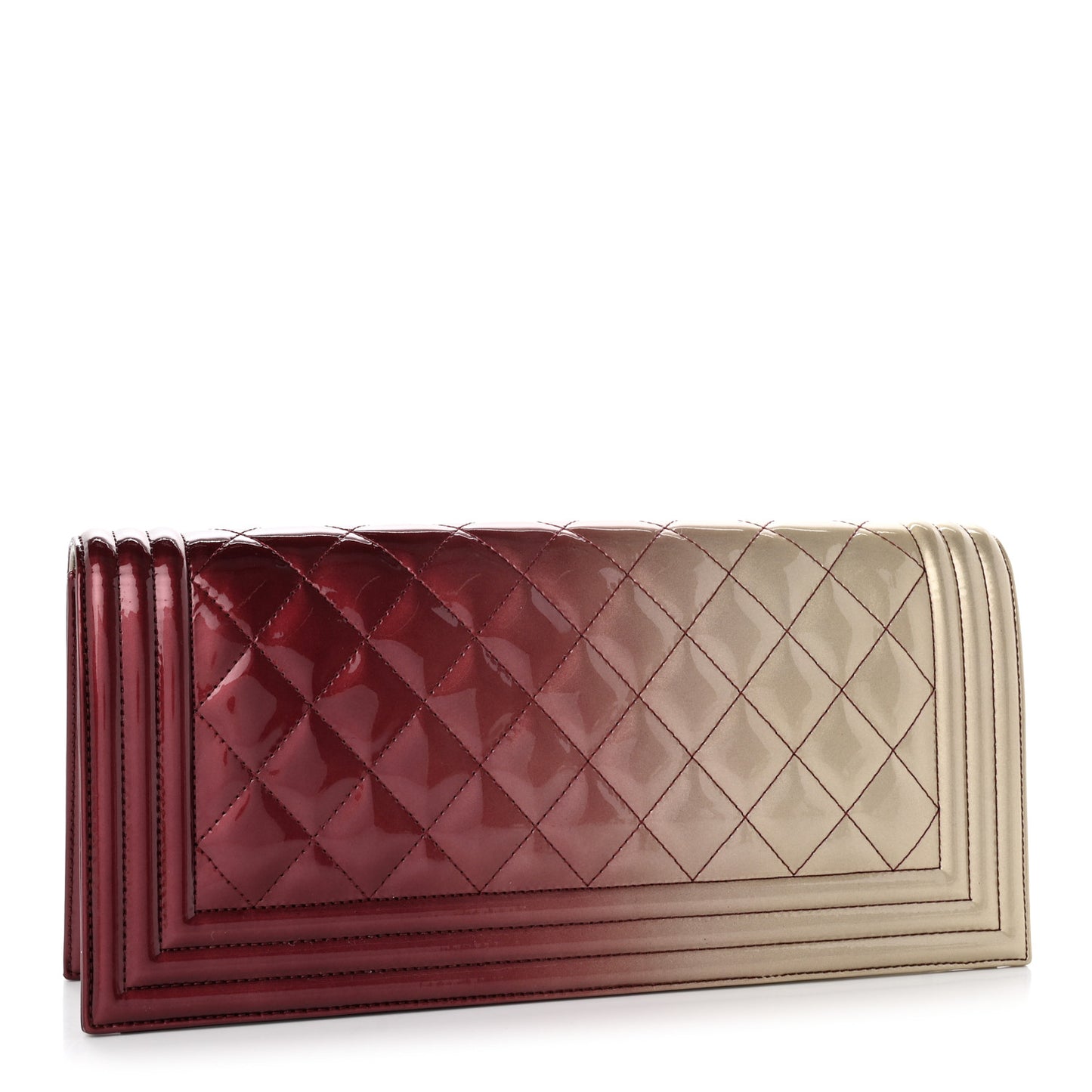 Patent Calfskin Quilted Boy Clutch Beige Pink