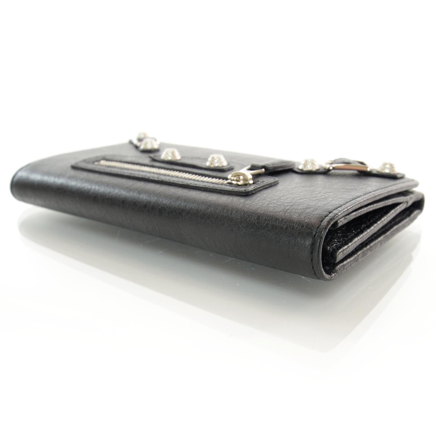 Balenciaga Agneau Giant Silver Hardware Money Wallet Black 3 of 7