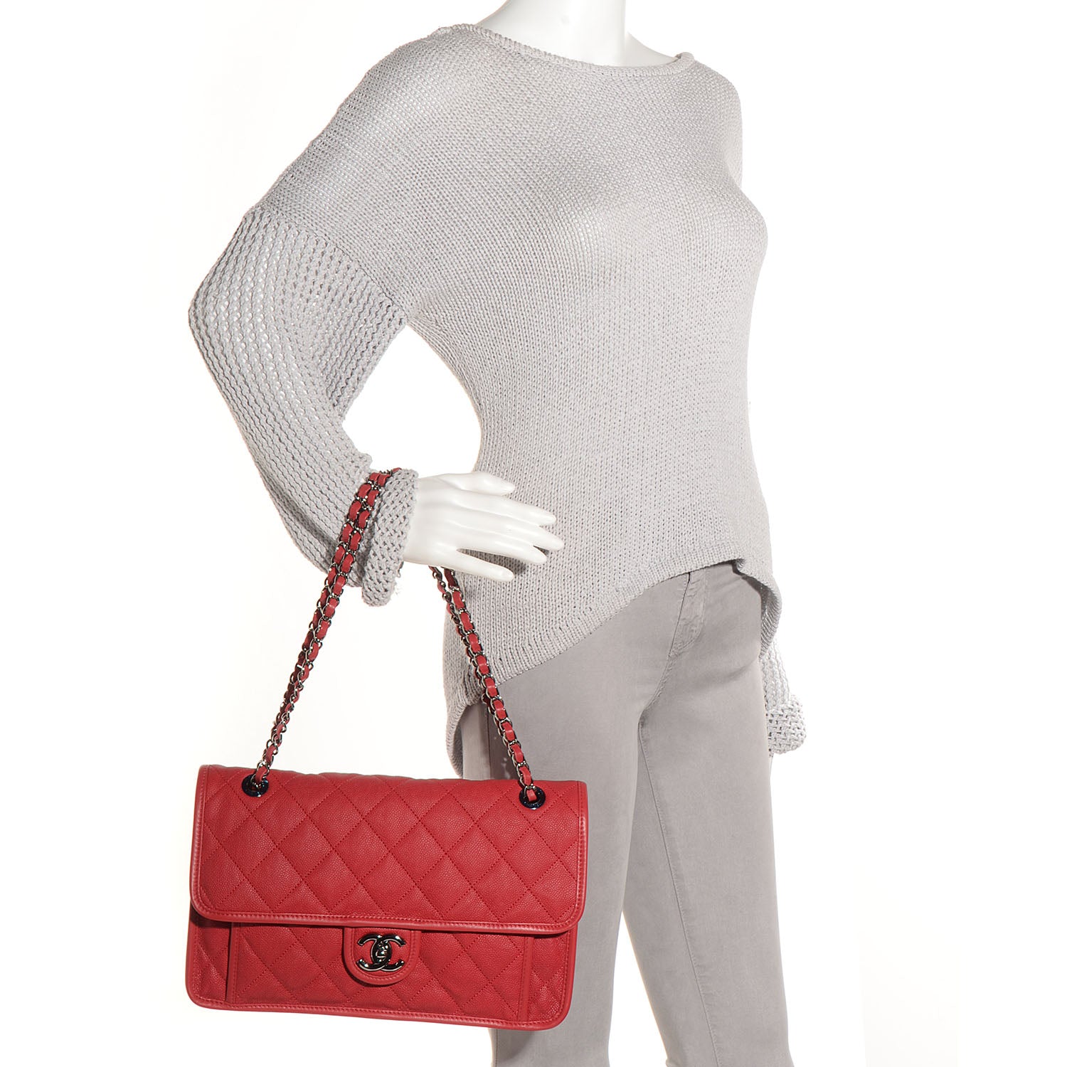 Chanel Caviar French Riviera Large Flap Red 2 of 9