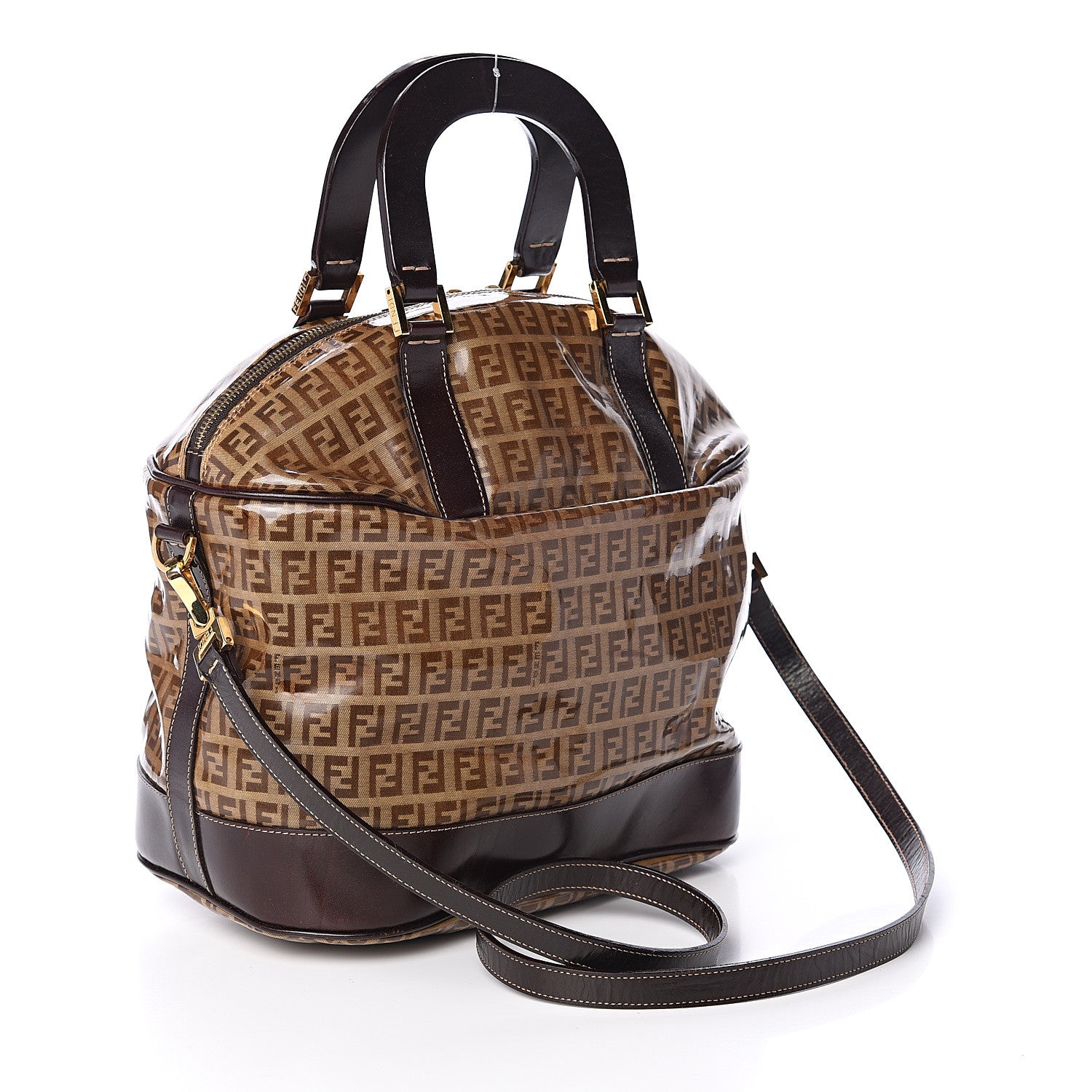 Fendi Vinyl Zucchino Satchel Moro Black 2 of 8