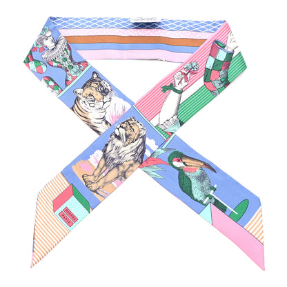 Hermes Silk Twilly Grand Theatre Nouveau Bleu Lavande Rose Vert 1 of 4