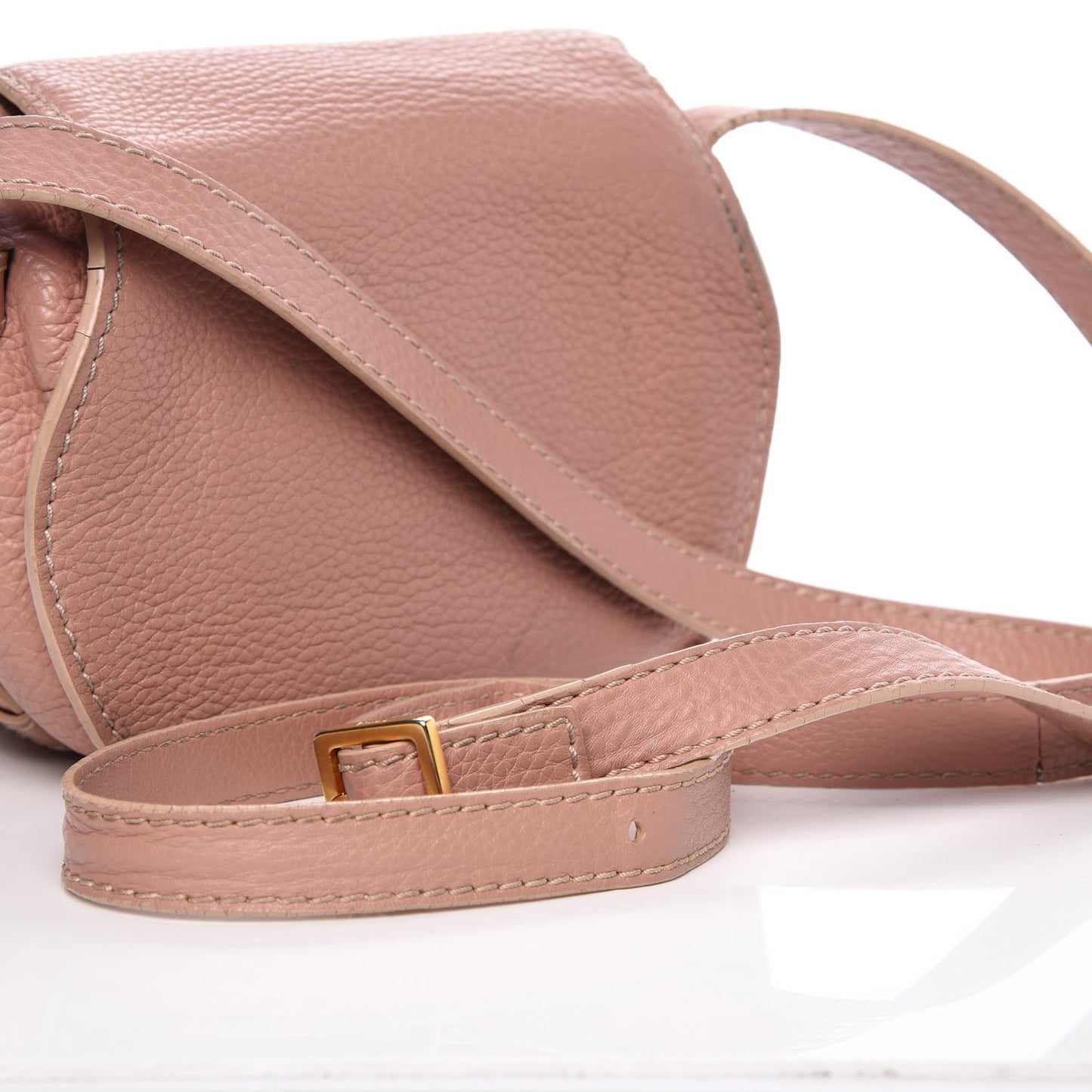 Grained Calfskin Small Marcie Saddle Bag Anemone Pink