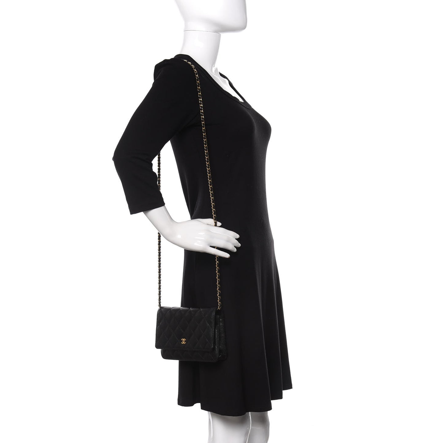 Caviar Quilted Wallet On Chain WOC Black