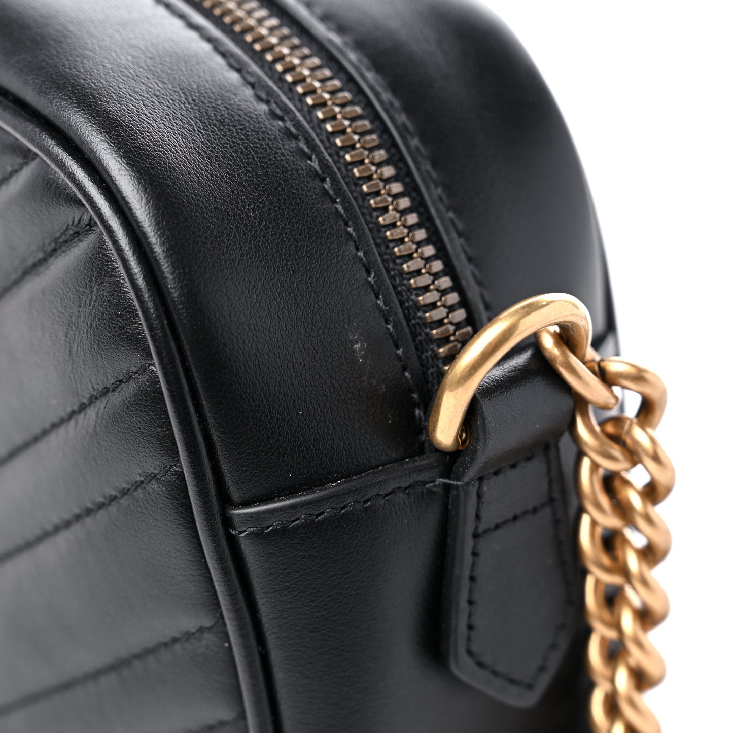 Calfskin Matelasse Small GG Marmont Chain Shoulder Bag Black