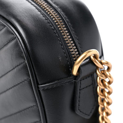 Gucci Calfskin Matelasse Small GG Marmont Chain Shoulder Bag Black 10 of 11