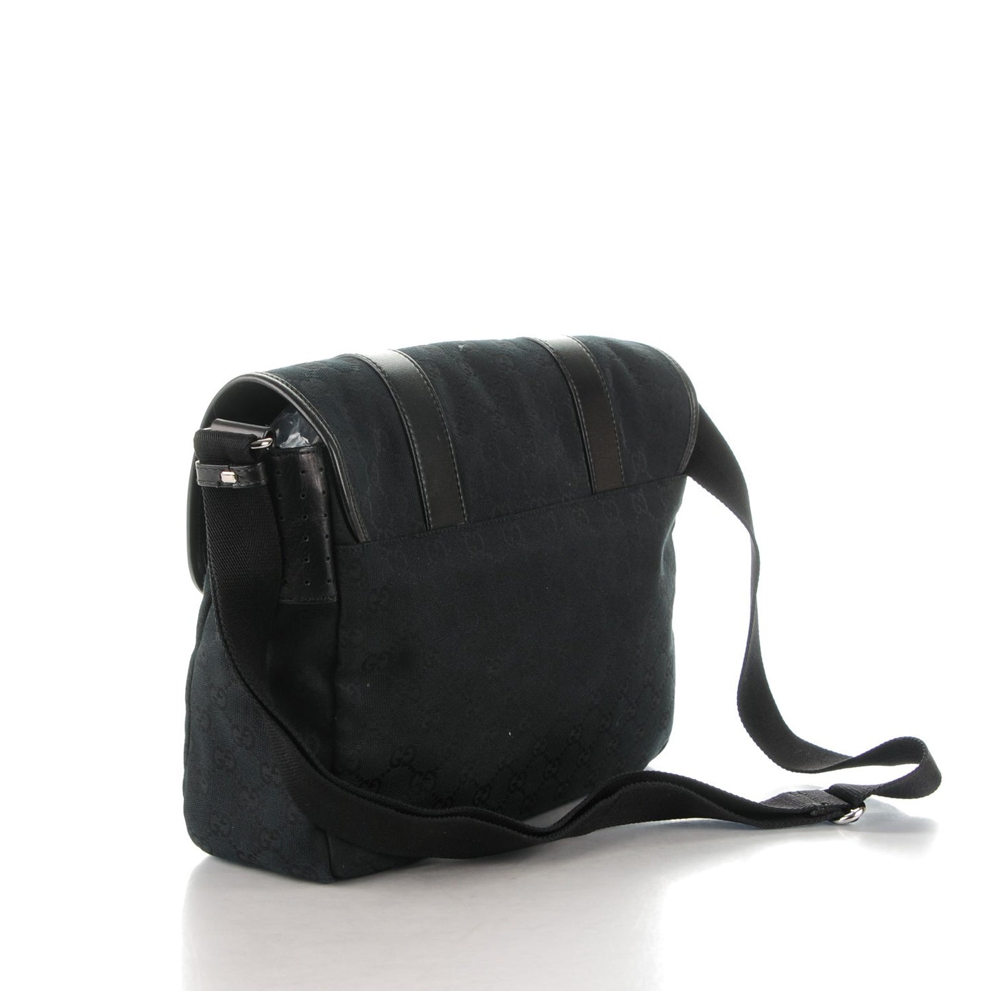 Monogram Medium Double Buckle Flap Messenger Bag Black