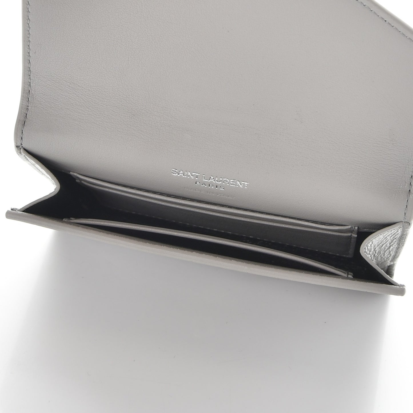 Shiny Calfskin Crocodile Embossed Monogram Envelope Wallet Mouse Grey