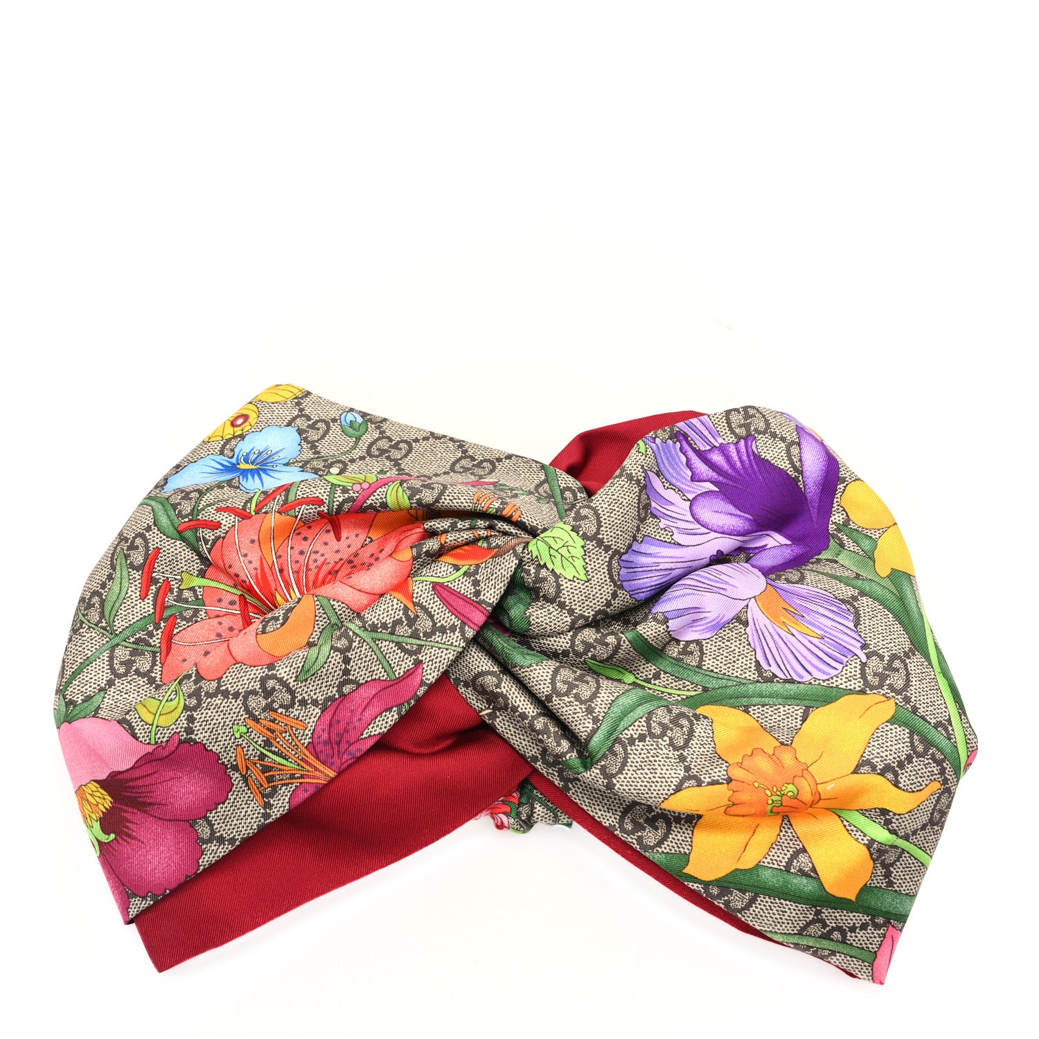 Gucci Silk Monogram Flora Print Headband M Red 1 of 6