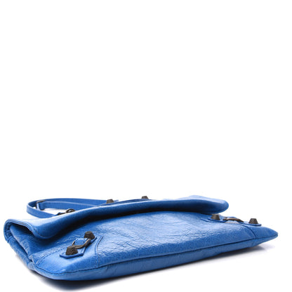 Balenciaga Agneau Giant 12 Gold Hardware Envelope Strap Clutch Bleu Rivage 5 of 10