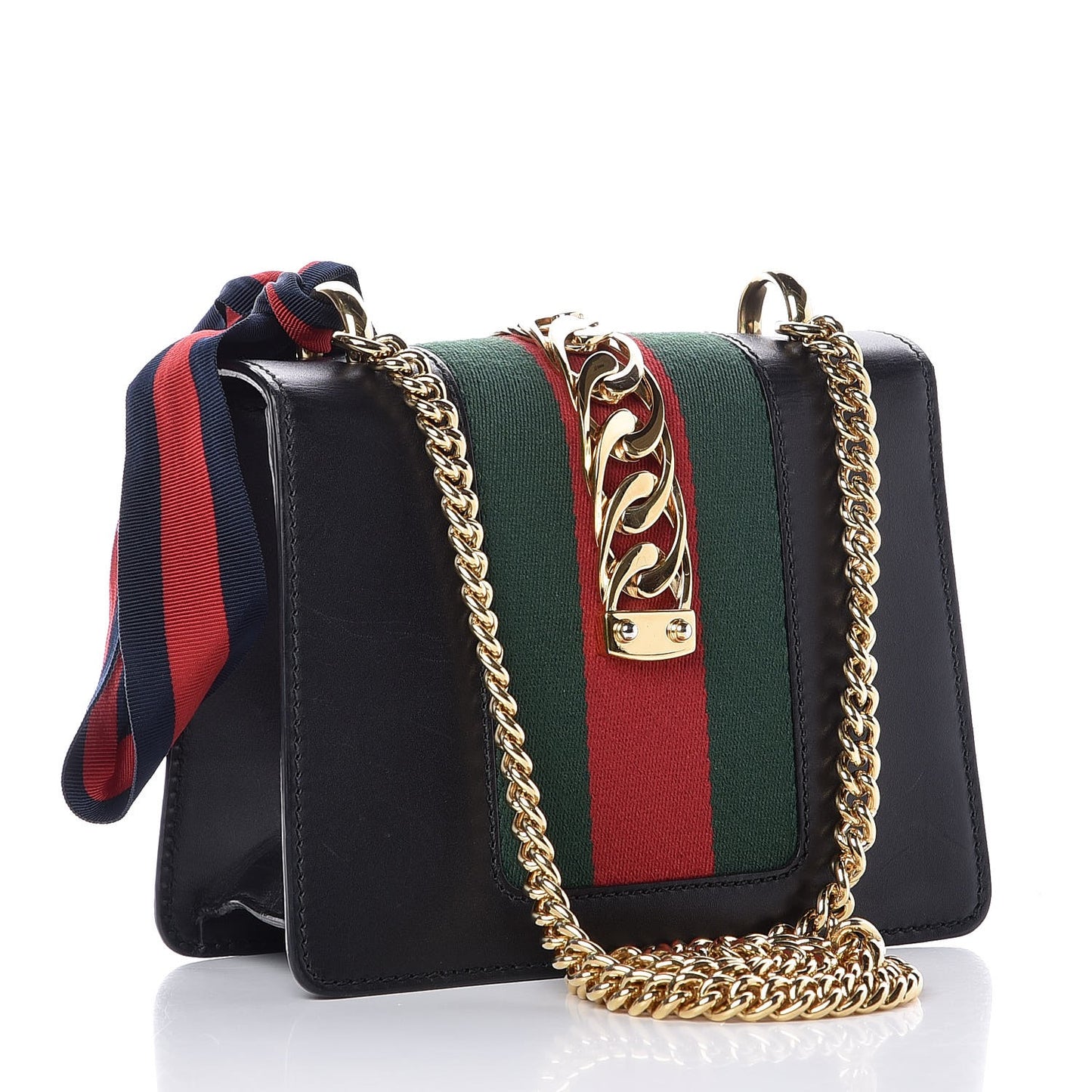 Calfskin Mini Sylvie Chain Shoulder Bag Black