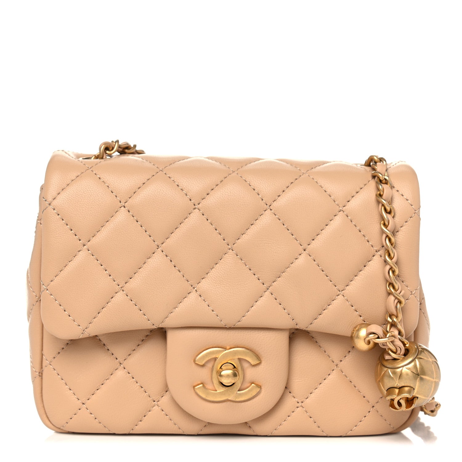 Chanel Lambskin Quilted Mini Pearl Crush Flap Beige 1 of 10