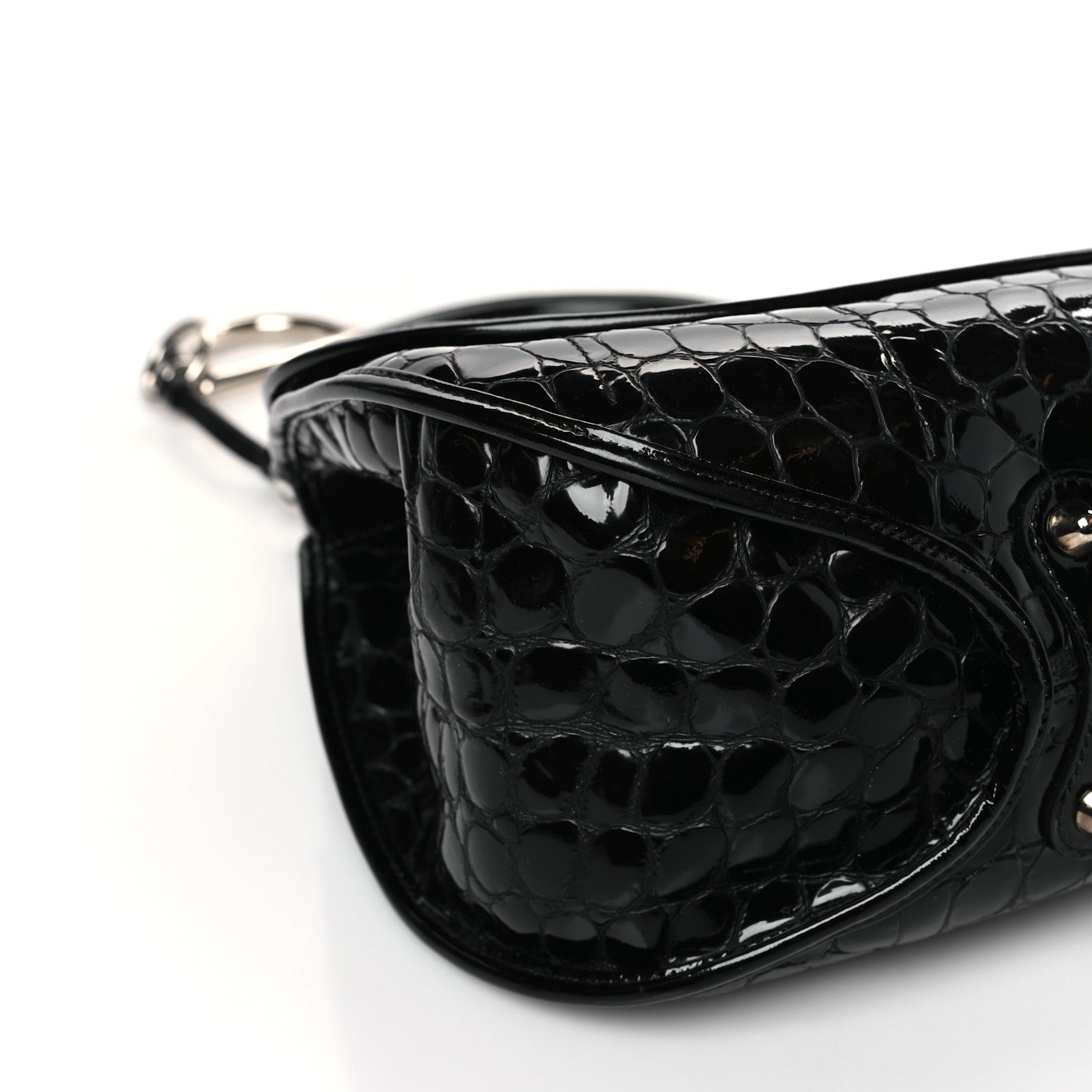 Christian Dior Patent Crocodile Embossed 61 Tote Black 8 of 9