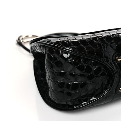 Christian Dior Patent Crocodile Embossed 61 Tote Black 8 of 9
