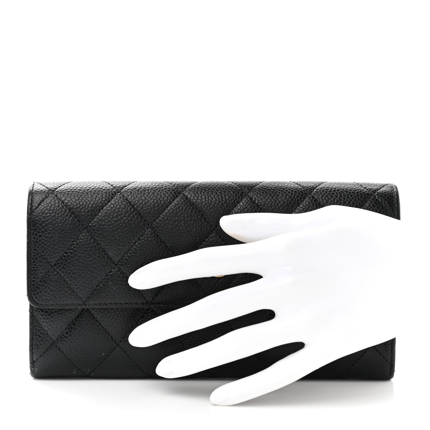 Chanel Caviar Quilted Large Gusset Flap Wallet Black 2 of 11